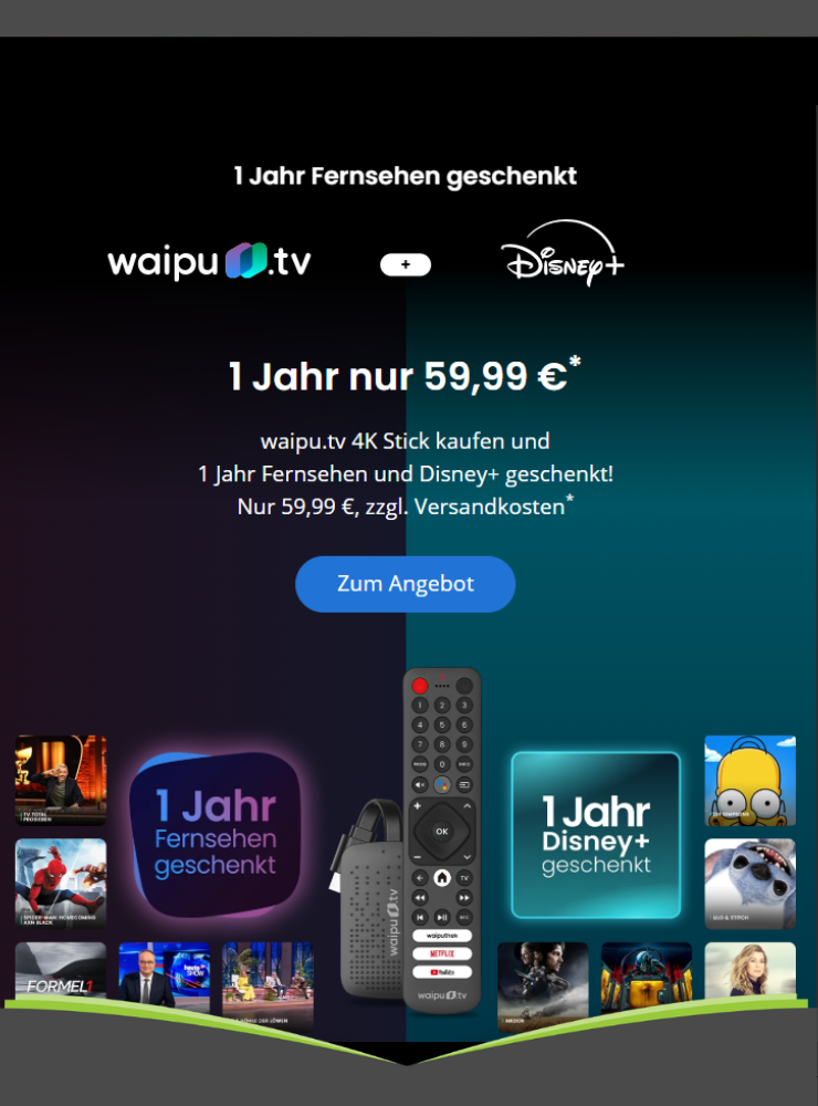 Disney+ & waipu.tv Stick für 64,98€