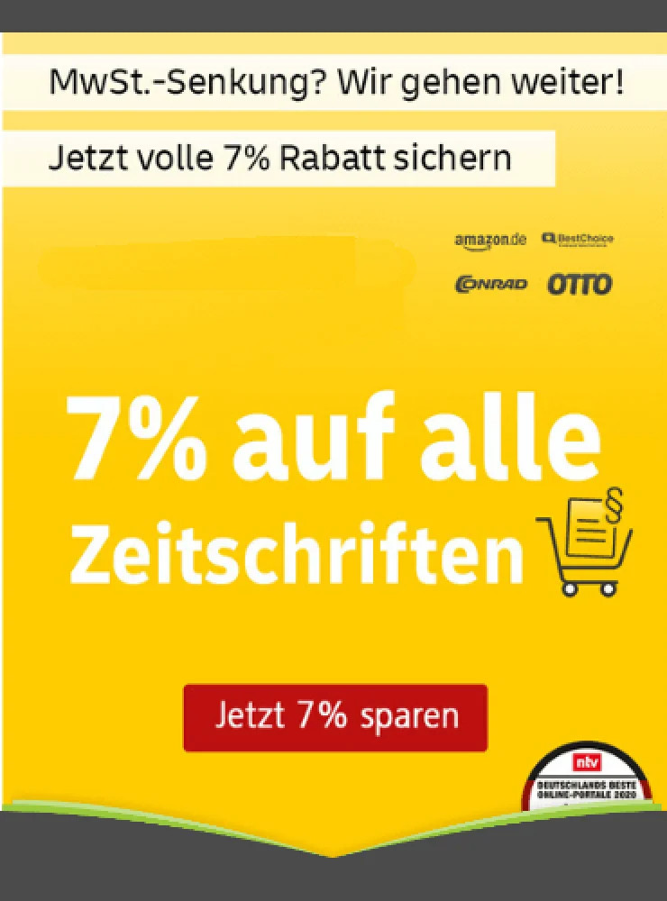 Aktion zur Mehrwertsteuersenkung: 7% Rabatt auf das gesamte Sortiment beim Leserservice der deutschen Post