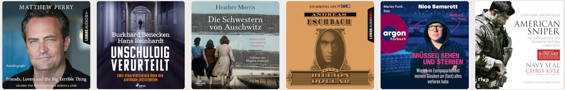 Auswahl an Hörbüchern bei Nextory.