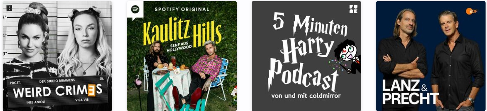 Auswahl an Podcasts bei Deezer.