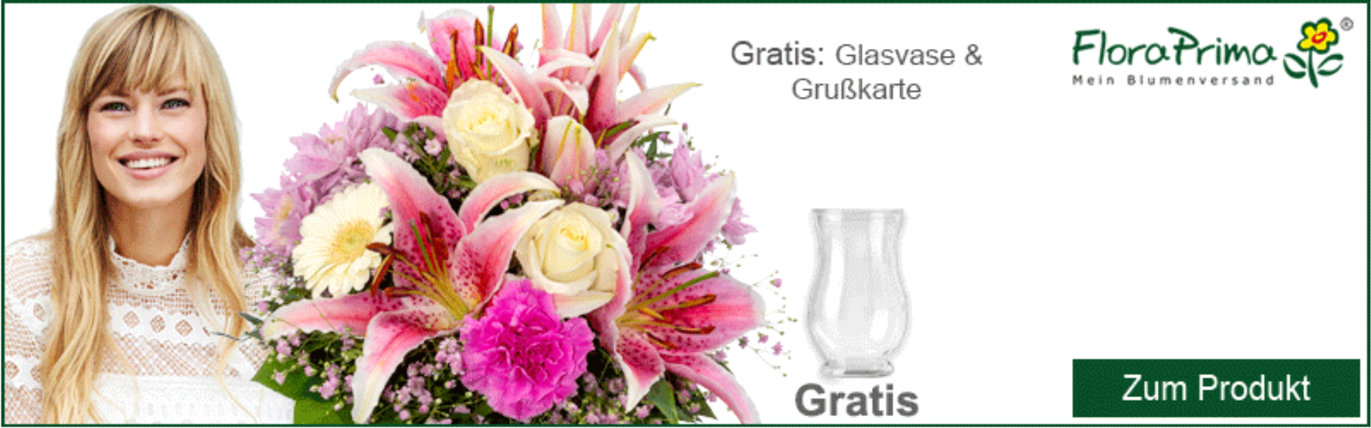 Vase und ein Blumenstrauß.