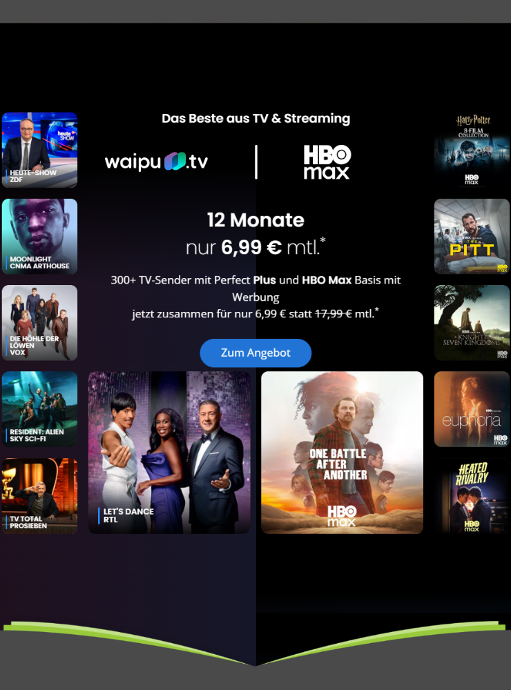 waipu.tv & HBO Max für 6,99 € mtl.