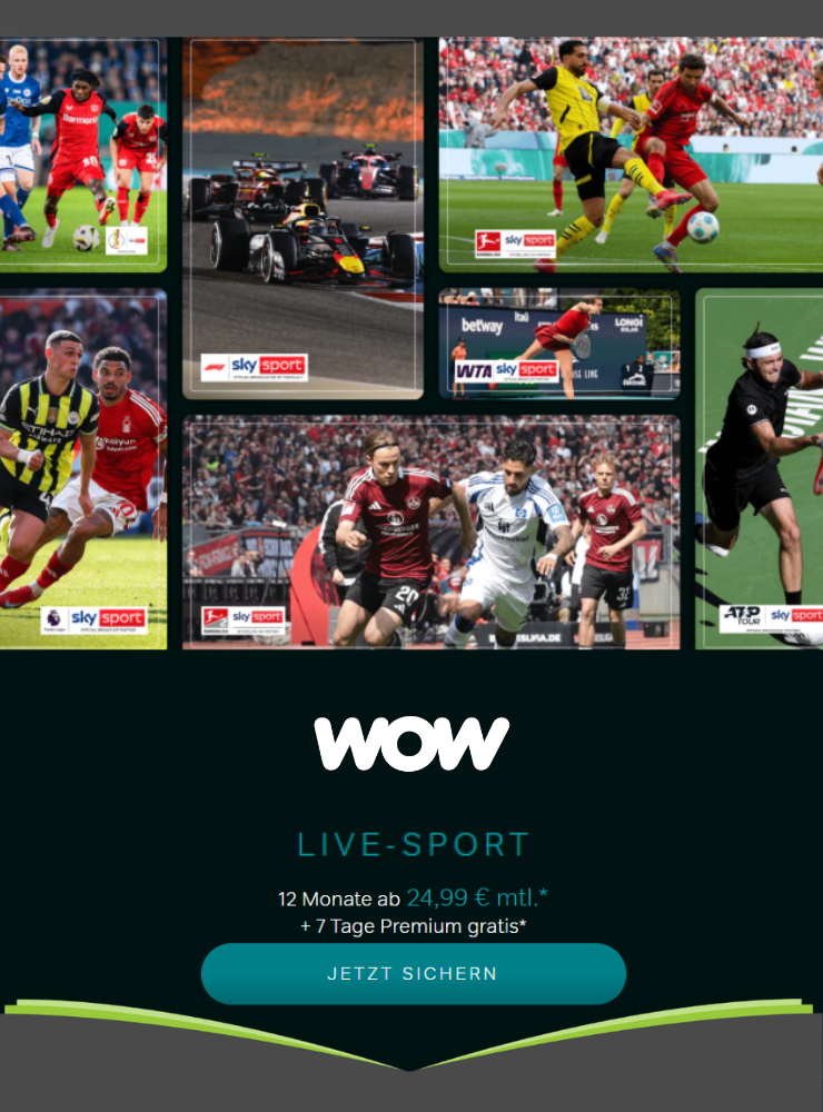 1 Jahr WOW Live Sport für 24,99 € mtl.