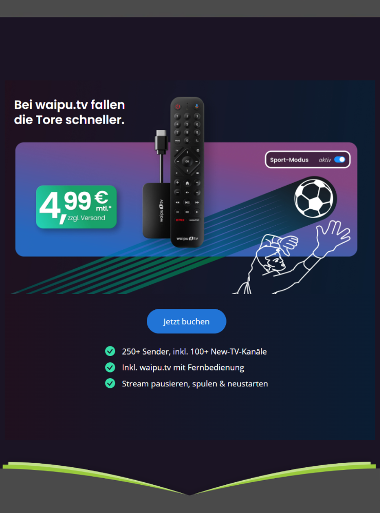 waipu.tv Stick & Start-Paket für 4,99€ mtl.