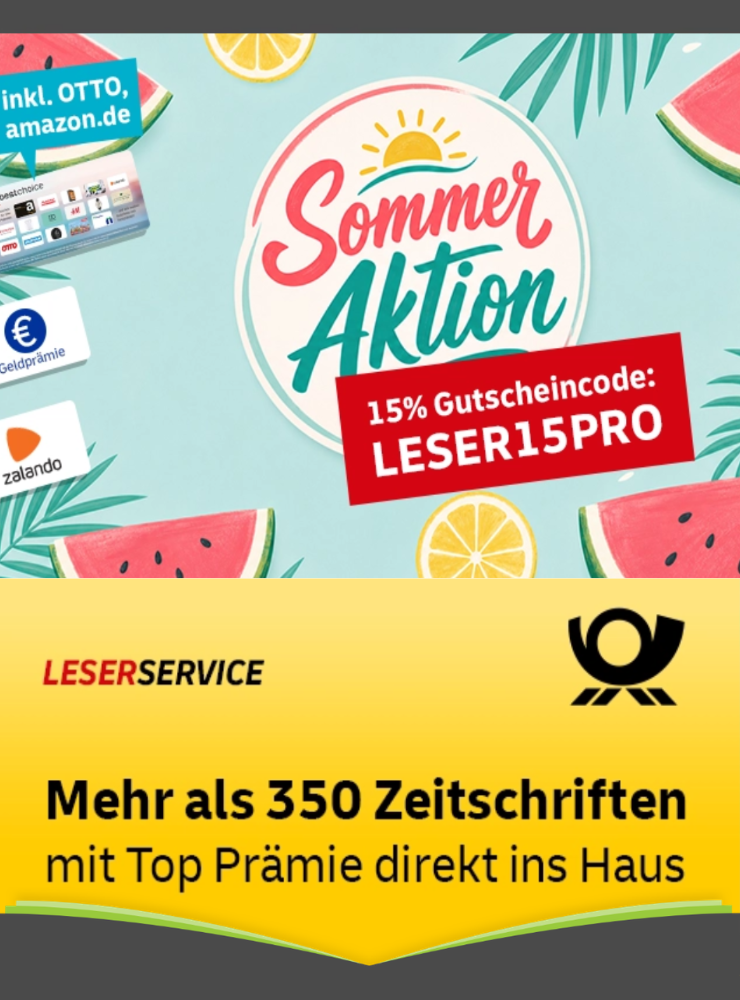Sommer-Sale: 15% Rabatt beim Leserservice